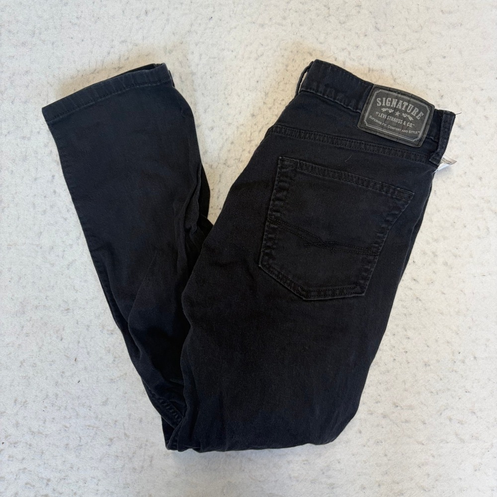 Signature by Levi Strauss & Co Skinny Jeans Mens 32x30 Black Denim Stretch